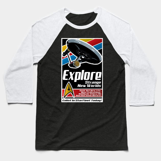 Explore New Worlds Baseball T-Shirt by CuddleswithCatsArt